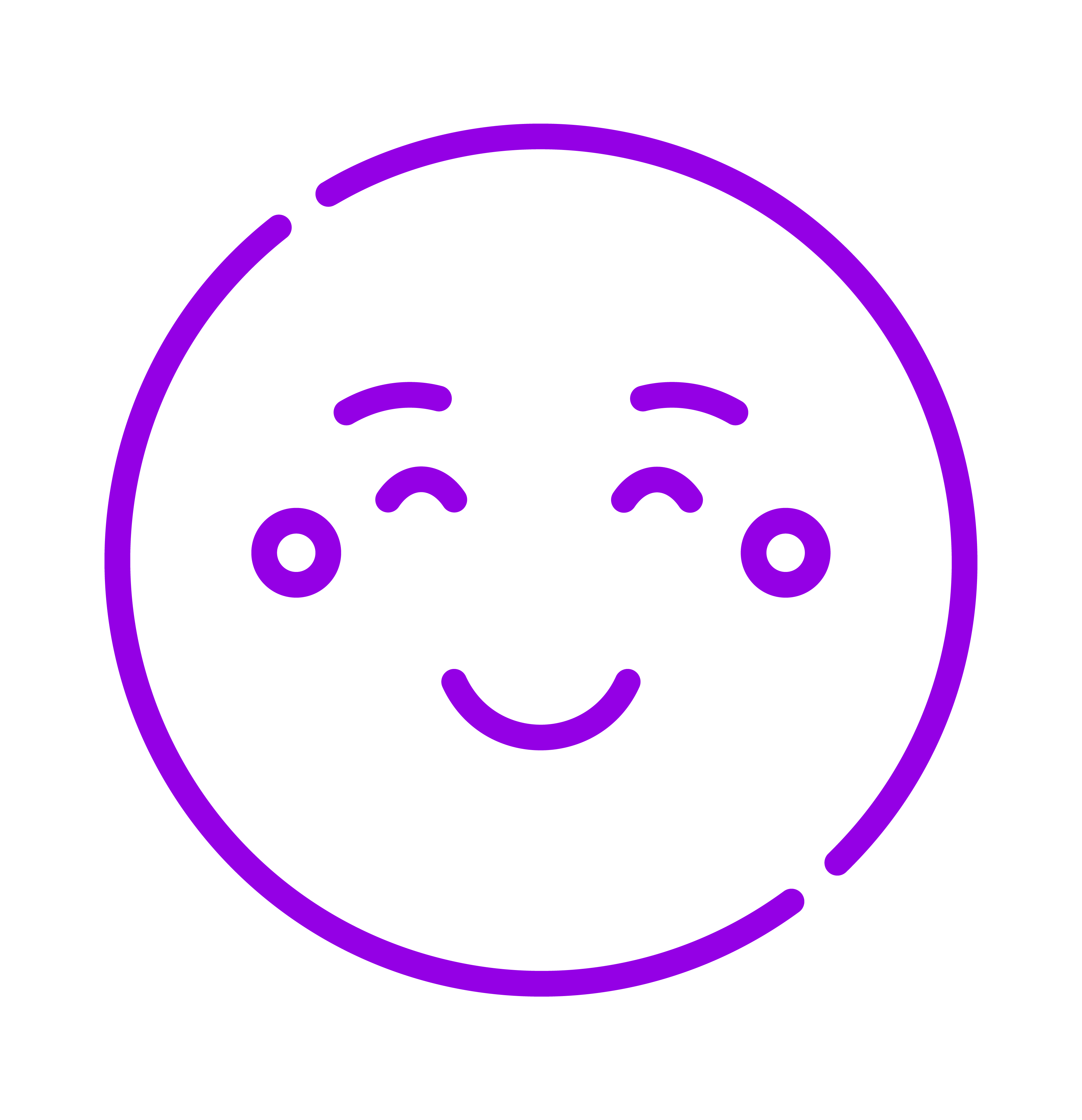 A purple smiley face icon on a transparent background.